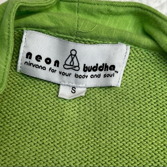 NEON Buddha💚Light Green Cotton Open Front Anorak Jacket Size S - Picture 5 of 9